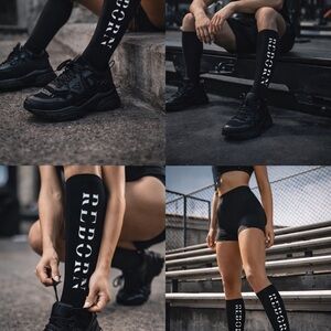 Reborn Unisex Black Athletic Socks